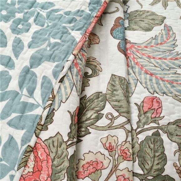 Lush Decor Sydney Reversible Cotton Quilt Set - Charming & Colorful Floral Leaf - Picture 4 of 7